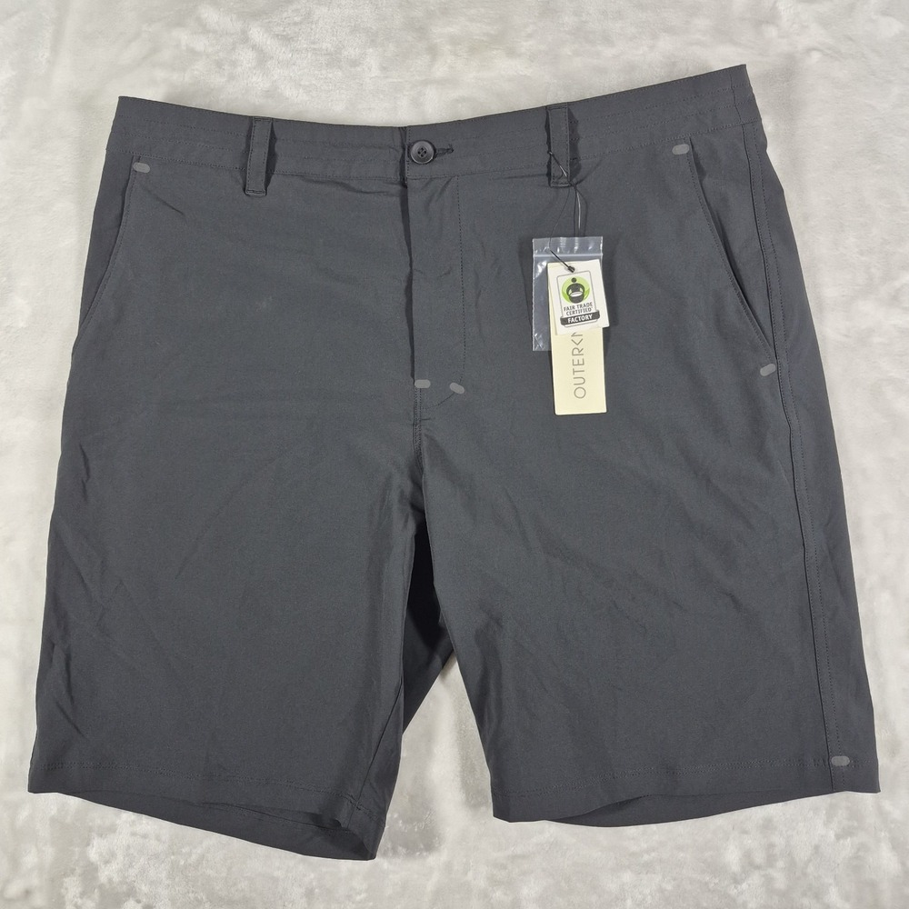Outerknown Nomadic Hybrid Stretch Shorts Men's 36 Black Drawstring Pockets NWT